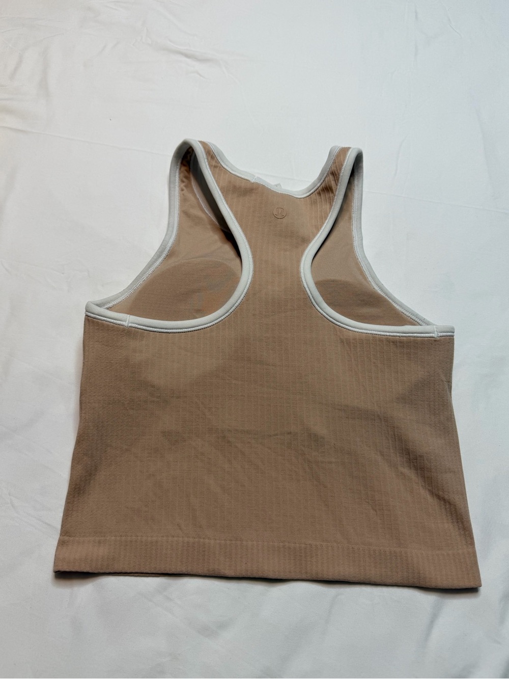 Women’s Ribbed Racerback Tank Top in Beige with White Trim Lululemon